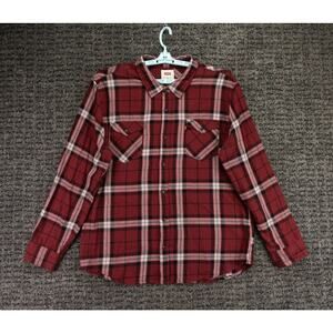 Levi's Shirt Mens 2XL Red Plaid Flannel Cotton Long Sleeve Western Cabincore